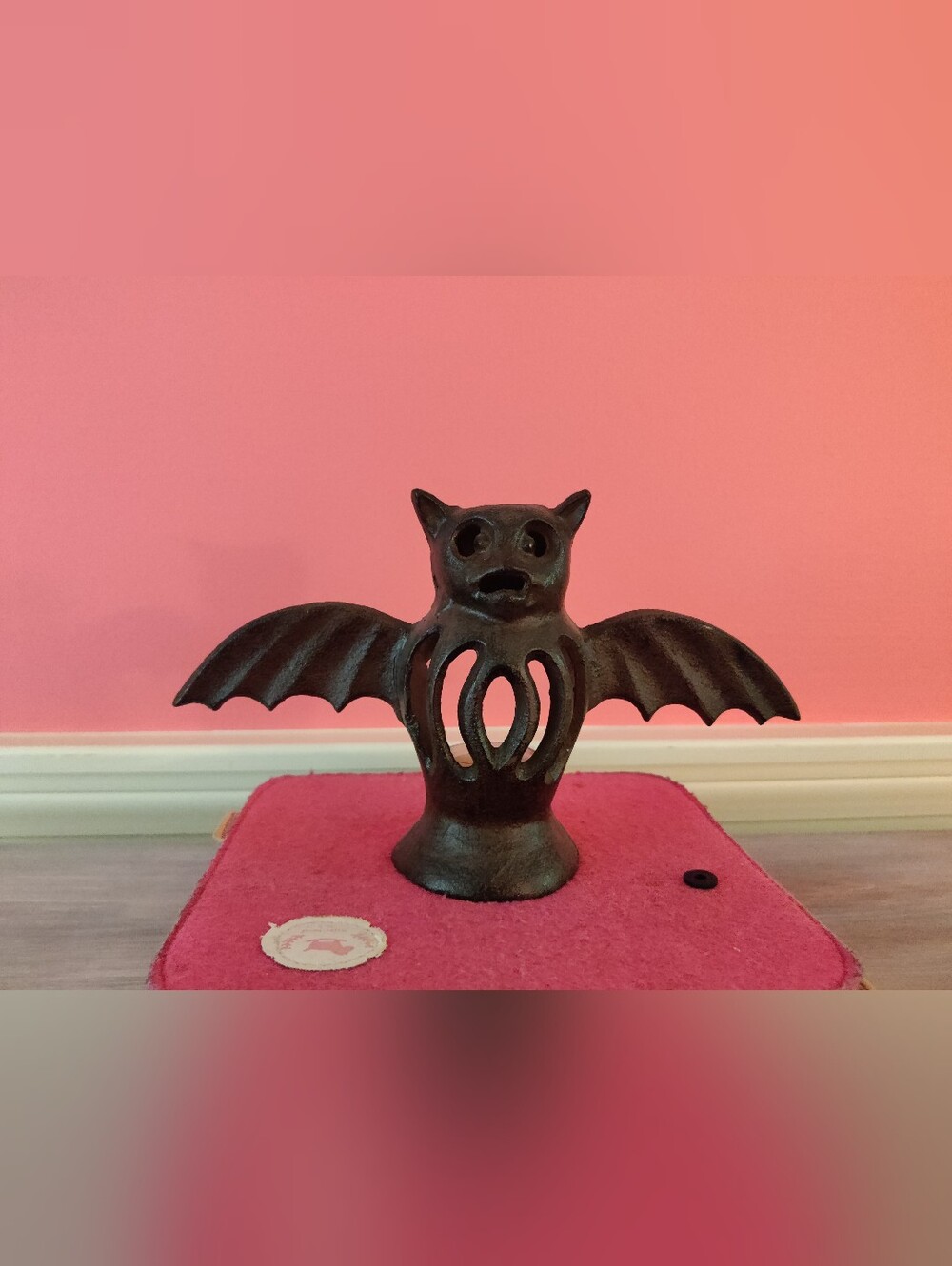 Cast Iron Bat Sculpture - Black Decorative Home Art